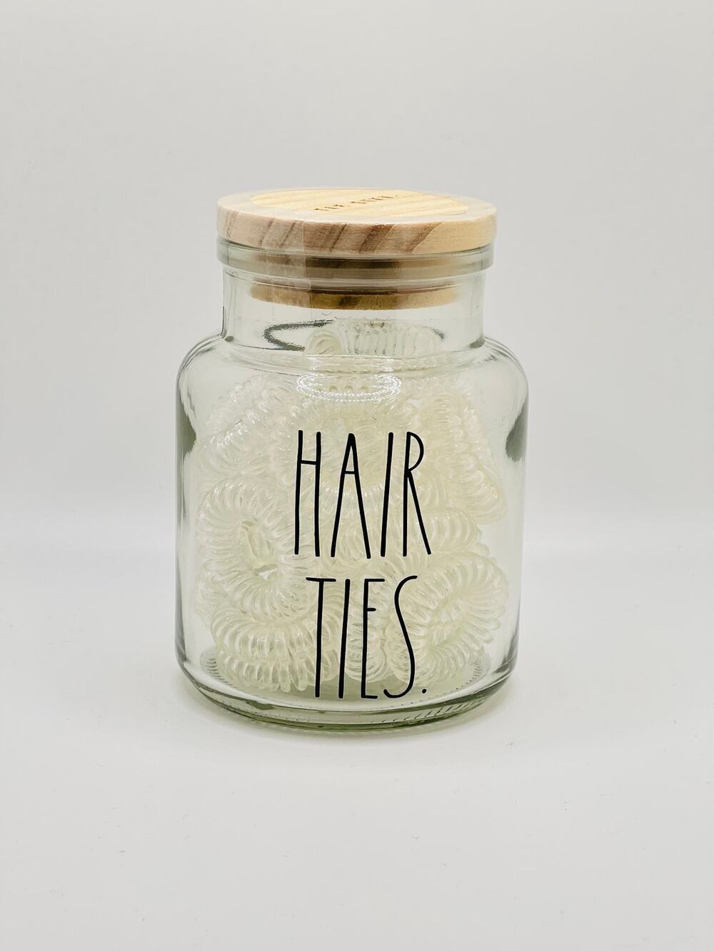 Rae Dunn HAIR TIES Glass Jar, small, Hair Coils, NWT!